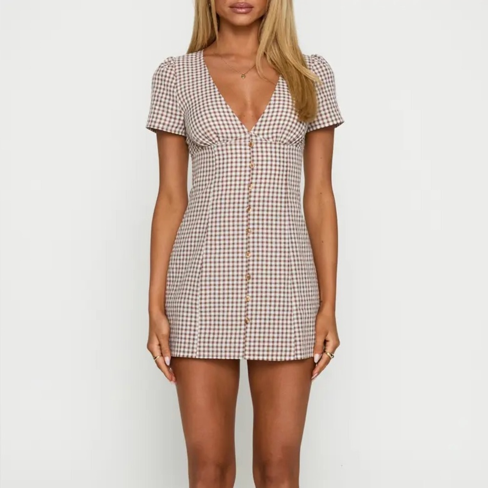 Princess Polly Brown Gingham Romper Dress